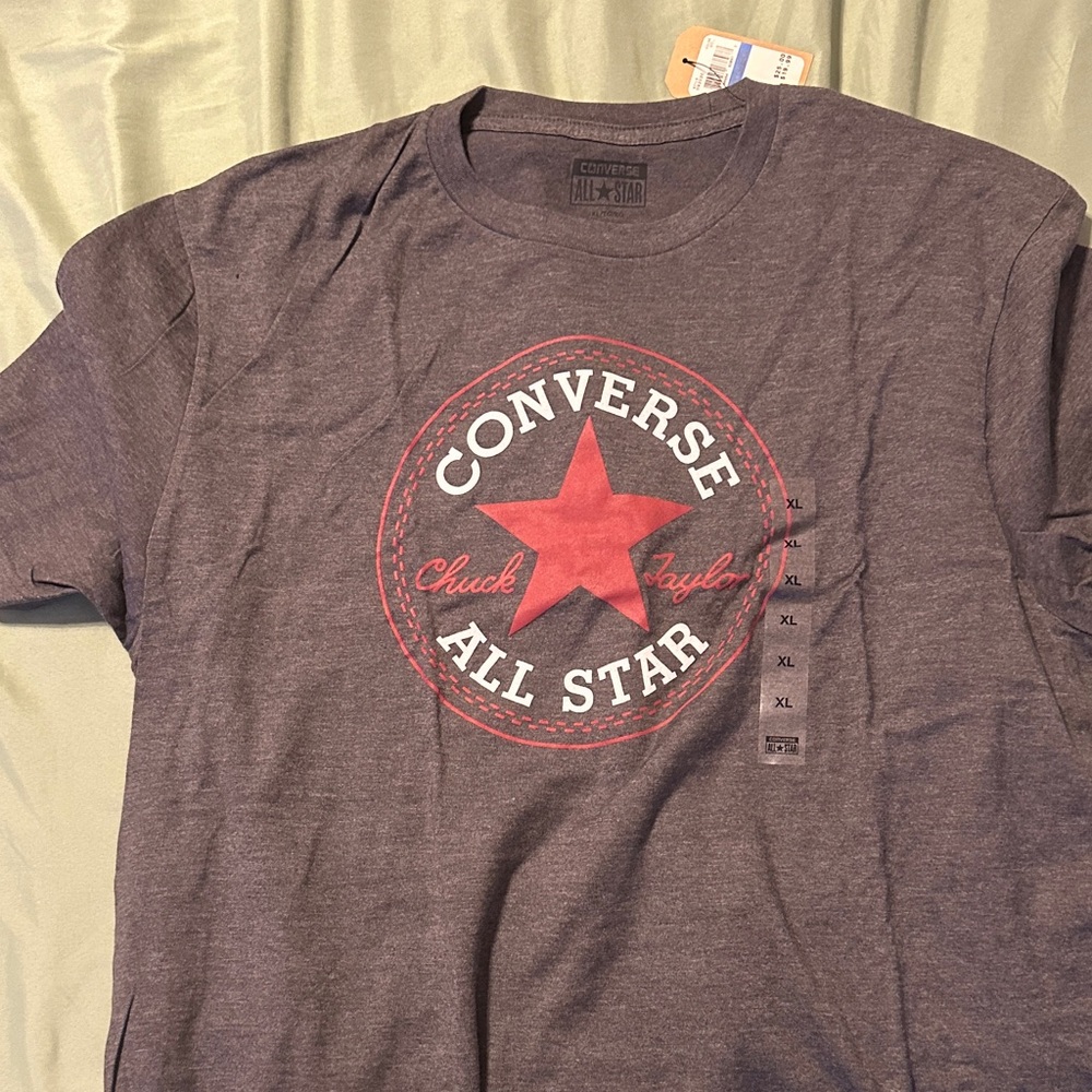 Converse Men's Charcoal Tee with Red Star Logo